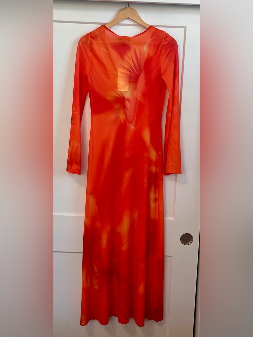 Carolina Constas Bright Orange Floral Sheer Maxi Coverup - Picture 6 of 7